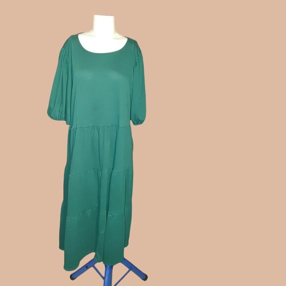 Ava Viv Tunic Smock Dress XLarge Puff Sleeve Polyester - Picture 1 of 5